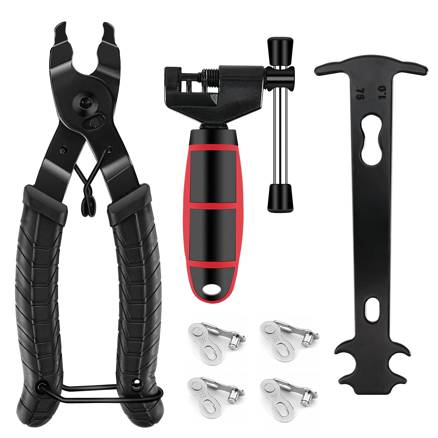 Rose Kuli Fahrrad Werkzeug - Kettennieter Fahrrad, kettenschloss Kettenzange mit 4 Paar Fahrradketten Nieten, Fahrradkette Reparatur Set für 6-12 Fach Fahrradkette Werkzeug Set