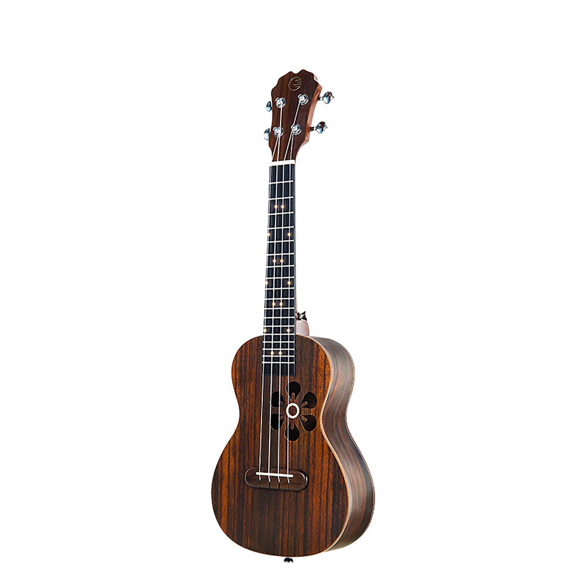 Inteligentne 4-strunowe ukulele, drewno różane, wzór pustych płatków, dedykowana aplikacja, połączenie Bluetooth, prezent dla początkujących, 23-calowy instrument, torba na prezenty
