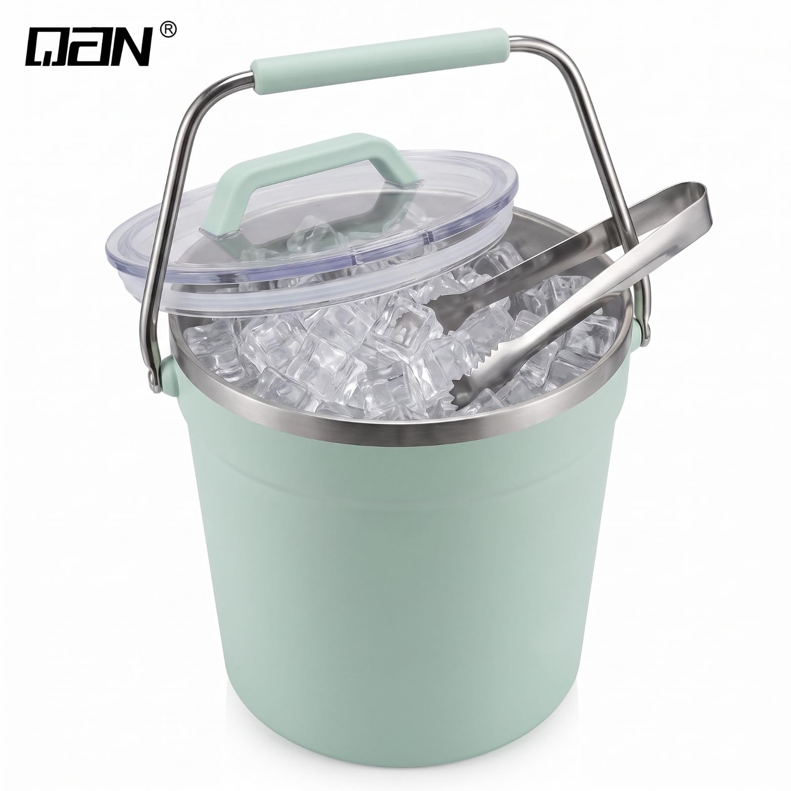 Secchiello per Ghiaccio Ovale | In Acciaio Inox, Secchiello per Ghiaccio con Manico, Elegante, Tavola, Ospiti, 8L