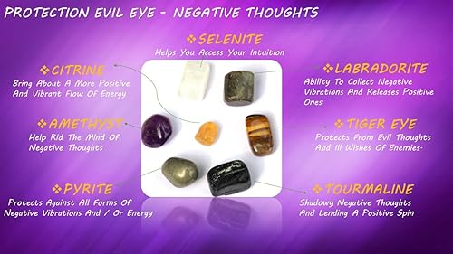 Vista 2 de Jet Authentic - Colección única de turmalina de piedra pulida + amatista + selenita + citrino + labradorita de ojo de tigre + pirita para resolver