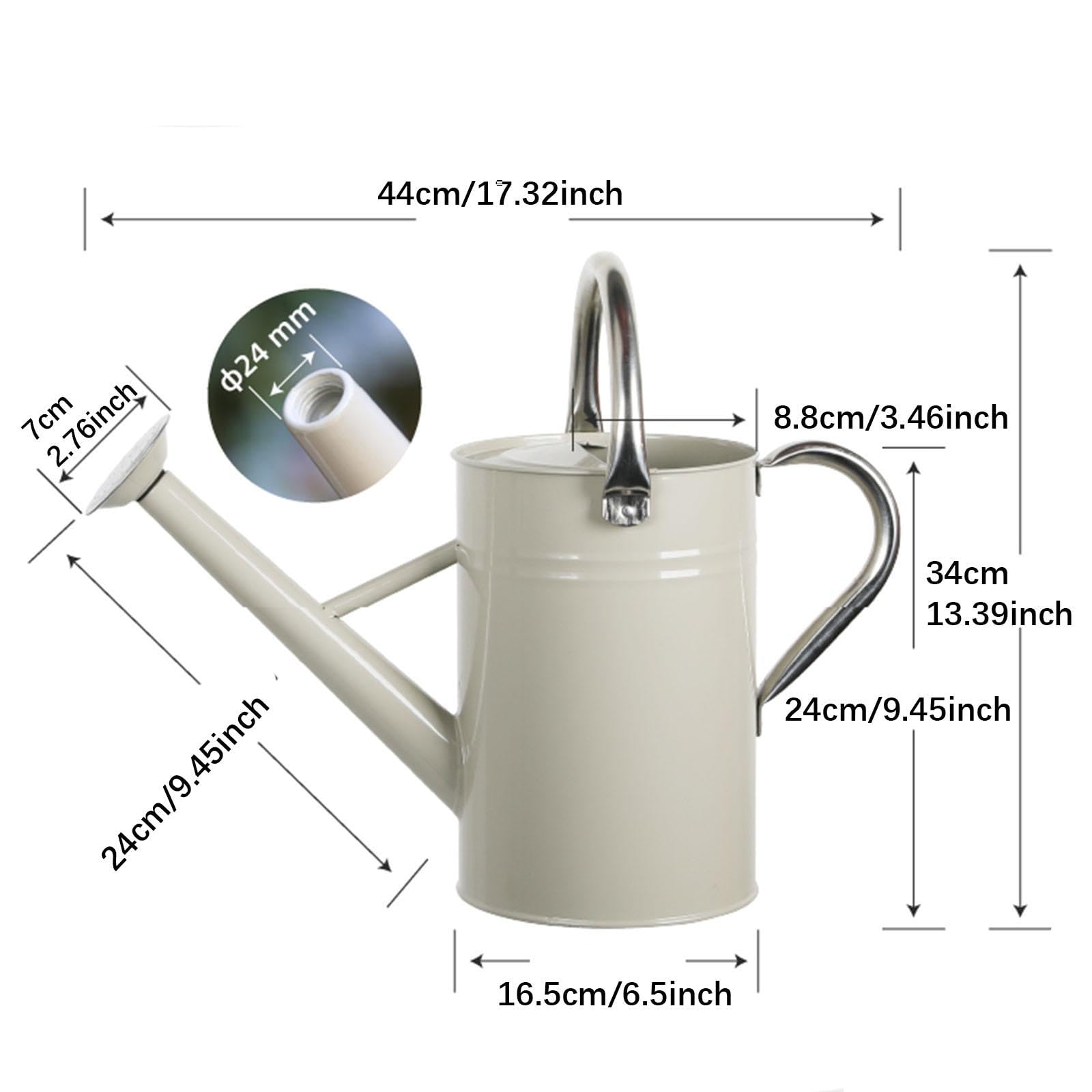 Baoblaze 5L Gießkanne für Pflanzen, Gartengießkanne mit Abnehmbarem, Pflanzengießkanne mit Großer Griff aus Edelstahl, Großem Fassungsvermögen, Feiner Sprüher, für Zimmer- und Außenpflanzen, Weiß