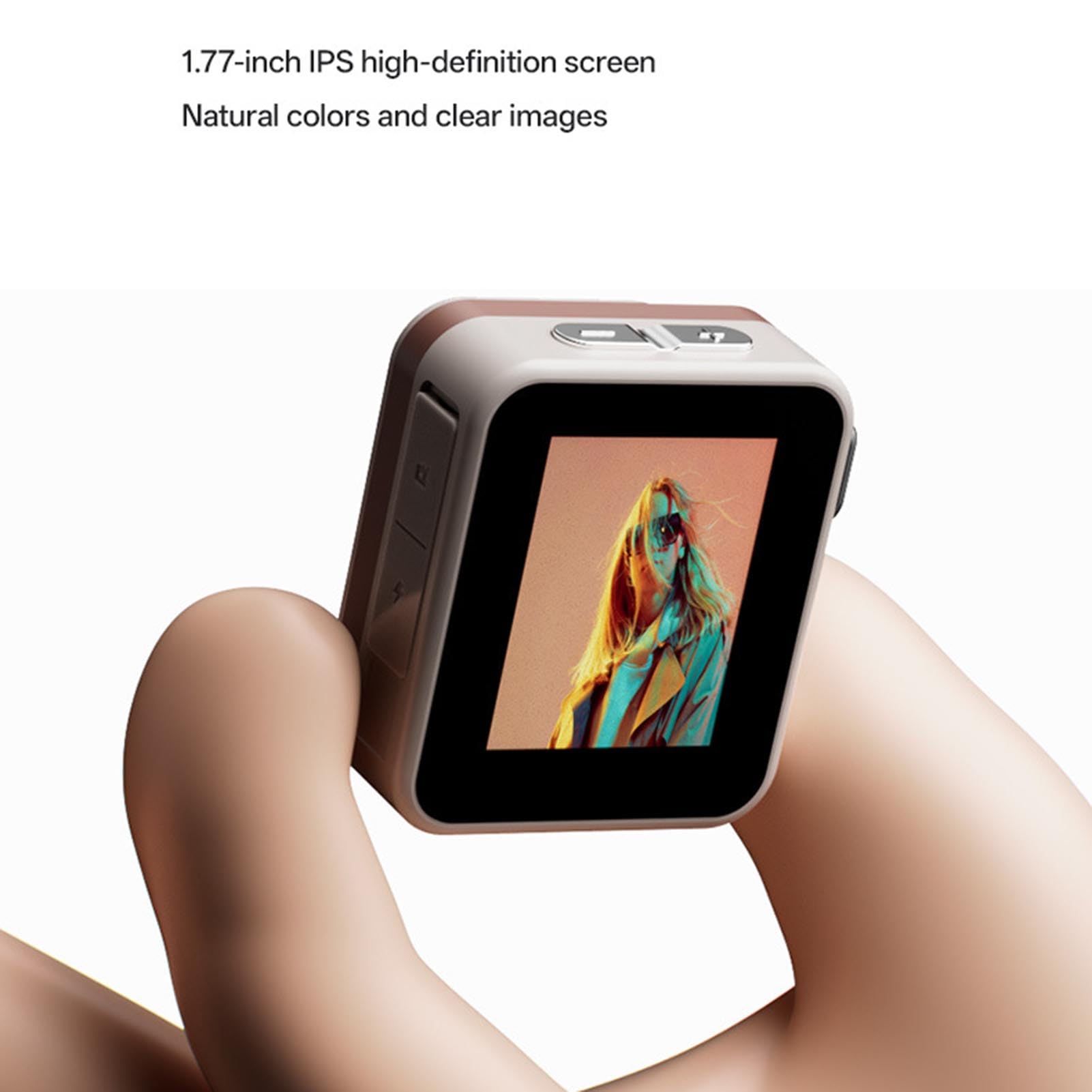 Mini aparat cyfrowy, 1080P 48 MP, mały aparat kompaktowy z wyświetlaczem LCD 1,77 cala, OTG, 6 filtrów, obsługa kart pamięci do 256 GB, idealny na podróże, uroczystości (khaki brązowy)