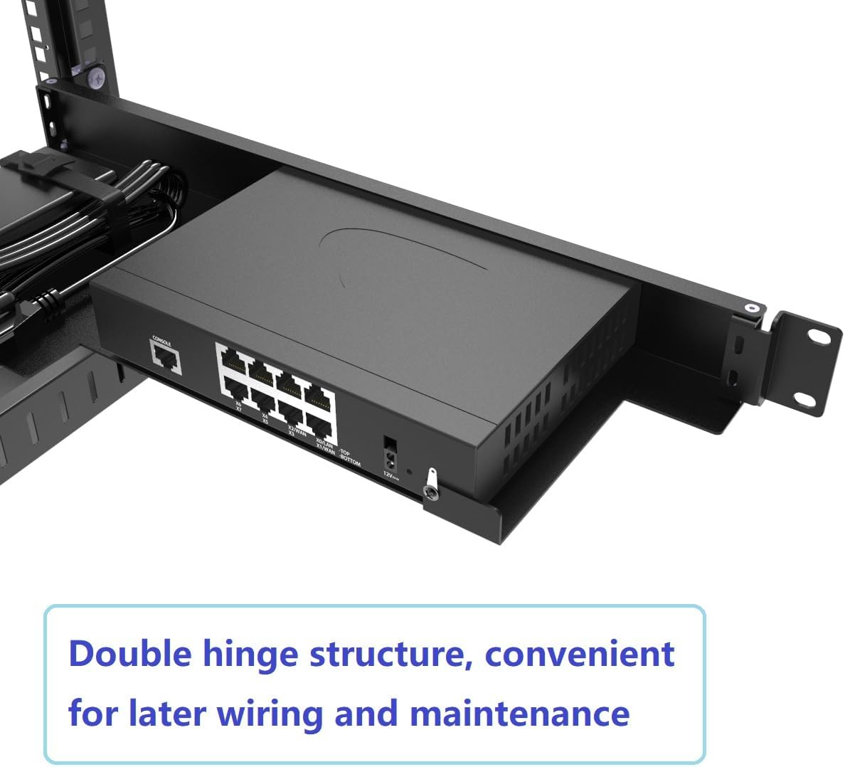 JINGCHENGMEI Mini Rack Mount Kit for SonicWall Firewall TZ270 TZ370 TZ470 1U Hinged Rack Shelf in 19-inch Rack (RM-SON470)