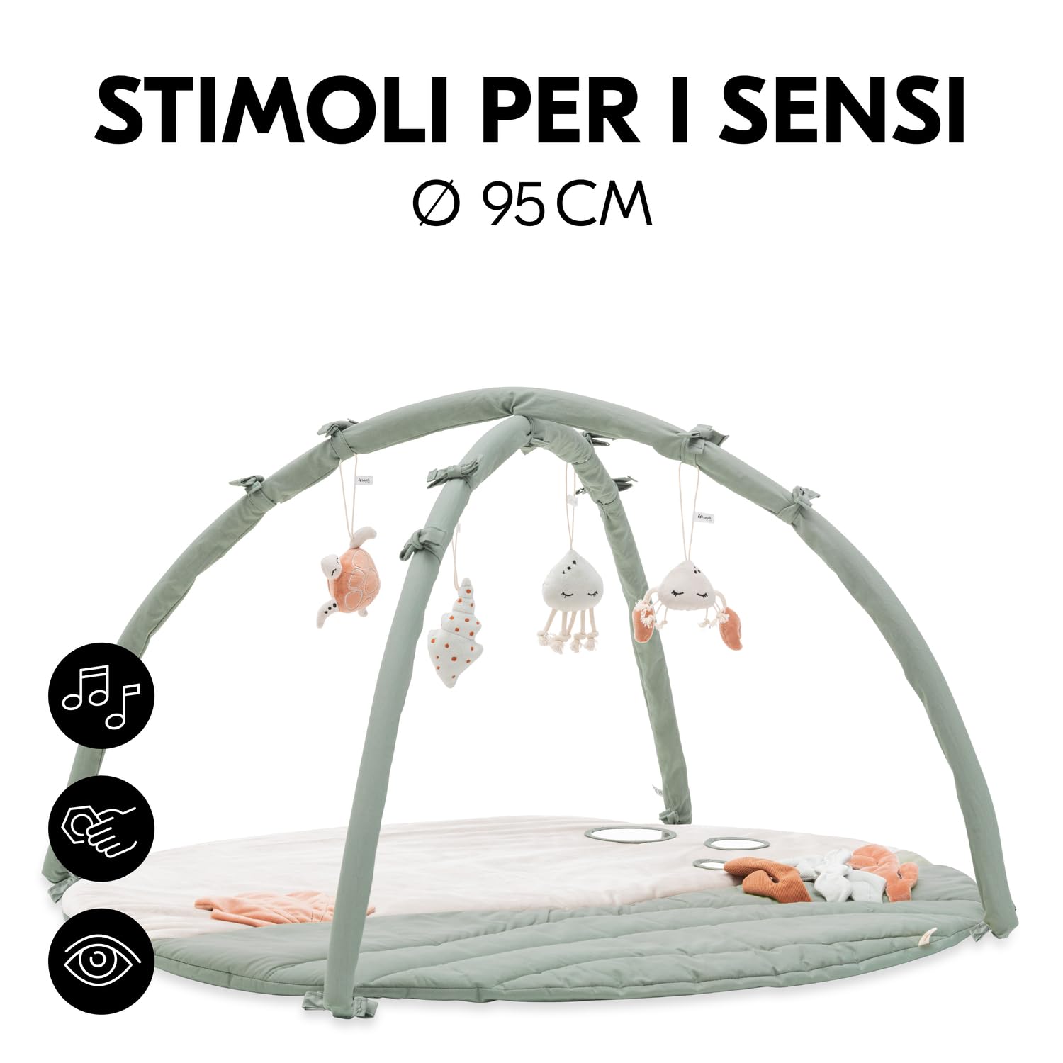 hauck Palestrina Neonato Relax N Watch - Tappeto Neonato per Gattonare con Arco Giochi e Animaletti, Specchio e Effetti Increspati - Pieghevole e Morbido - Animali Acquatici