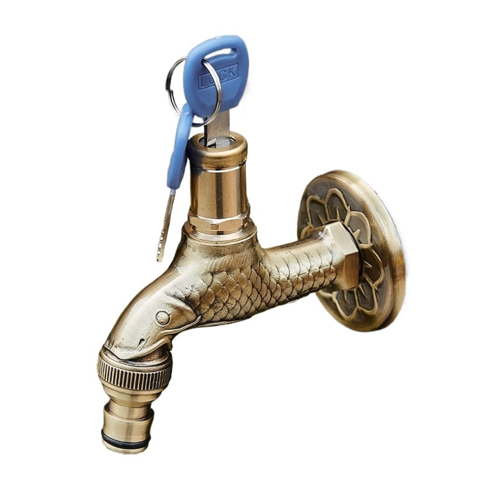 Outside Tap Garden Faucet Decorative Outdoor Faucet Garden Bibcock Tap Bathroom Washing Machine/Mop Carving Faucet(Color-01)