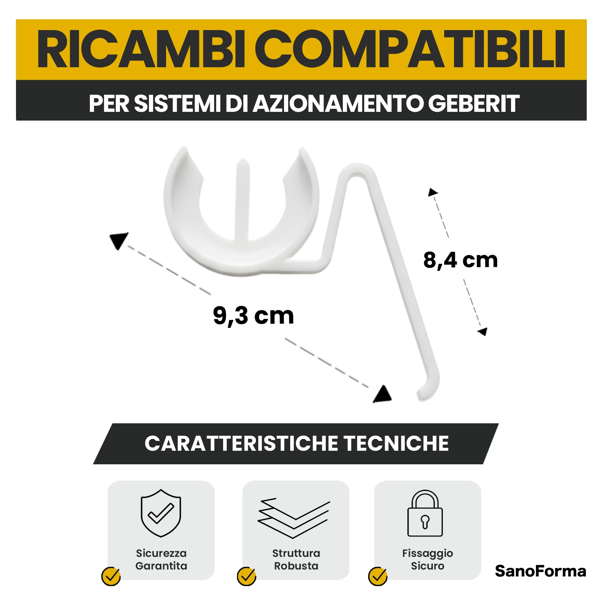 SANOFORMA – Ricambio Molla di Sicurezza Compatibile con Azionamento Geberit 81658091 e 816580931 – Set da 1 pezzo – Componente Affidabile, Lunga Durata e Montaggio Semplificato – Made in Italy