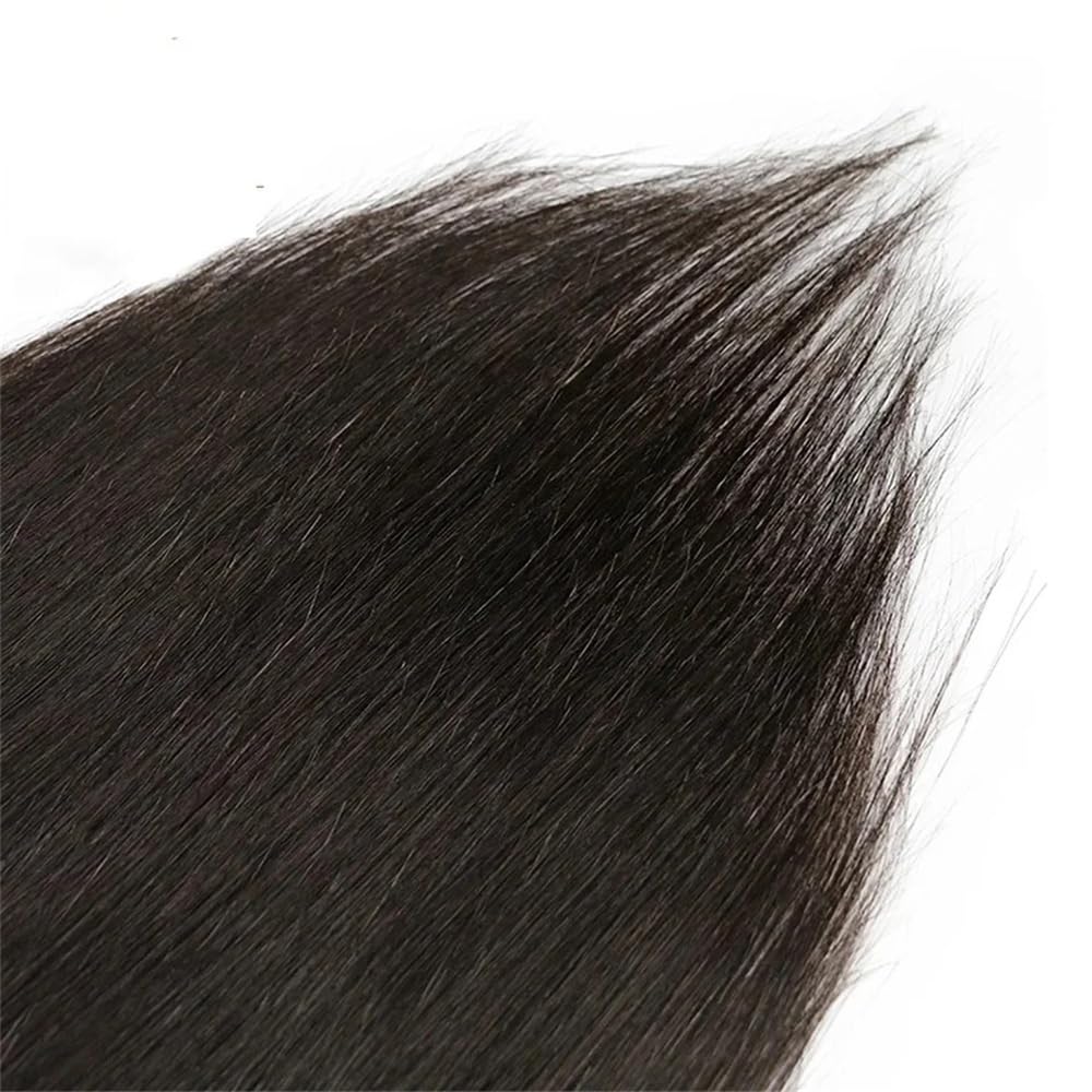 Extensiones de cabello humano con clip de 10 a 26 pulgadas, gruesas, sedosas, rectas, cabeza completa, 8 piezas, 18 clips, extensiones de cabello Remy brasileño de doble trama, color negro natural(10i