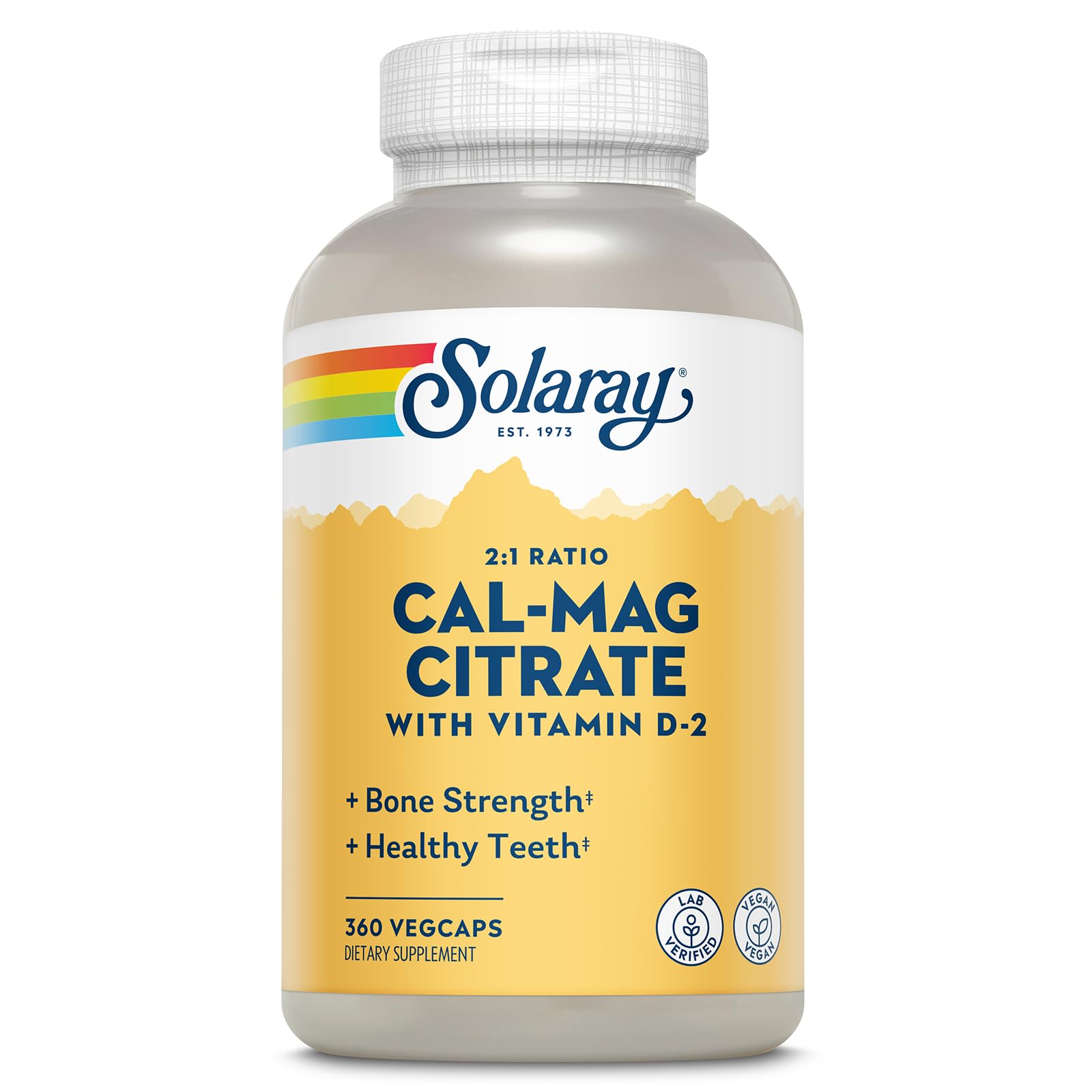 Calcium Magnesium Citrate 2:1 Ratio - Calcium Supplements for Women and Men w/Magnesium and Vitamin D 2 - Bone Health, Muscle and Nerve Support - Vegan, 60-Day Guarantee, 60 Serv, 360 VegCaps