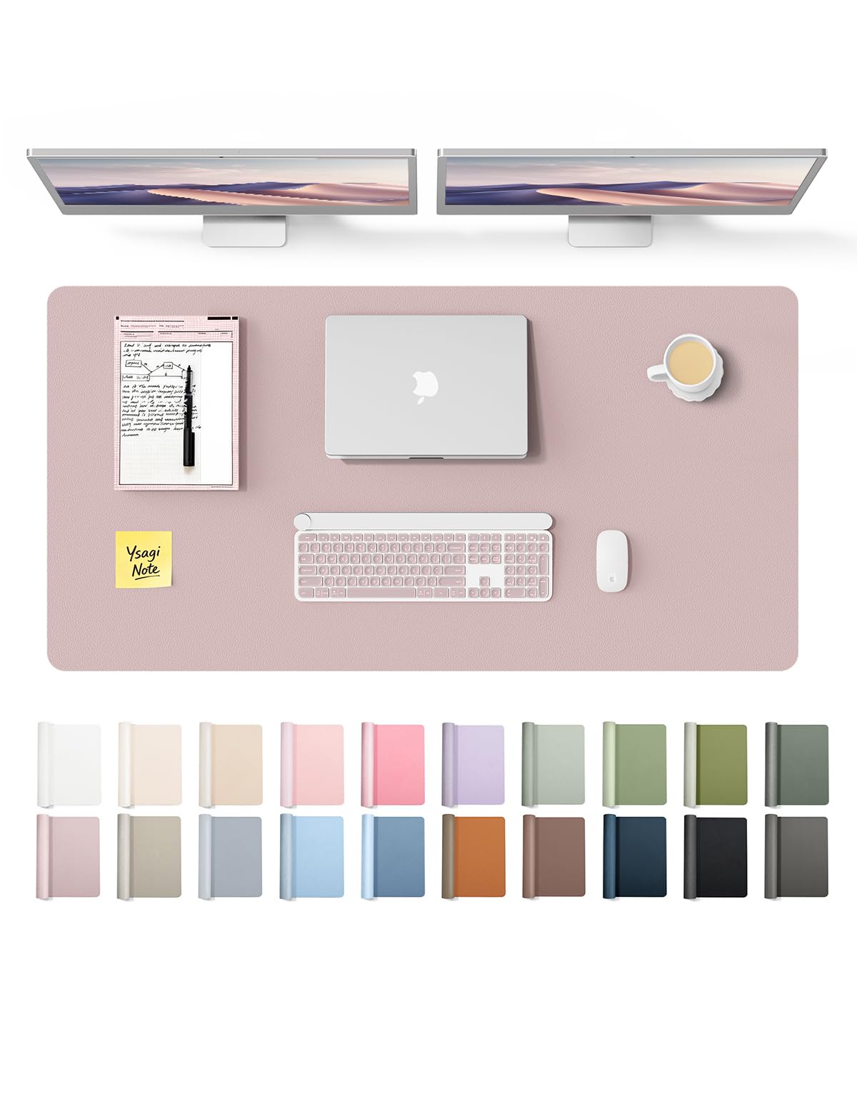 YSAGi Leather Desk Pad Protector, Office Desk Mat, Large Mouse Pad, Non-Slip PU Leather Desk Blotter, Laptop Desk Pad, Waterproof Desk Writing Pad for Office and Home(Grayish Lavender, 47.2" x 23.6") Grayish Lavender 47.2" x 23.6"