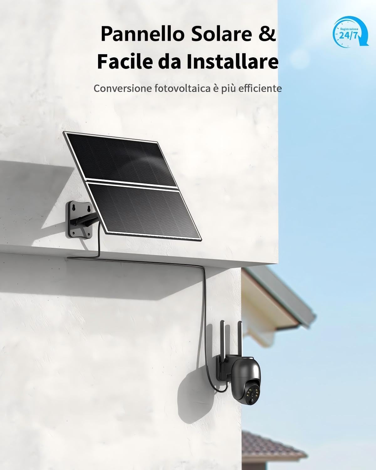 NUASI Telecamera 4G Con Pannello Solare 18W – 2K Senza Fili, Visione Notturna A Colori, PIR, IP66, Per Esterni