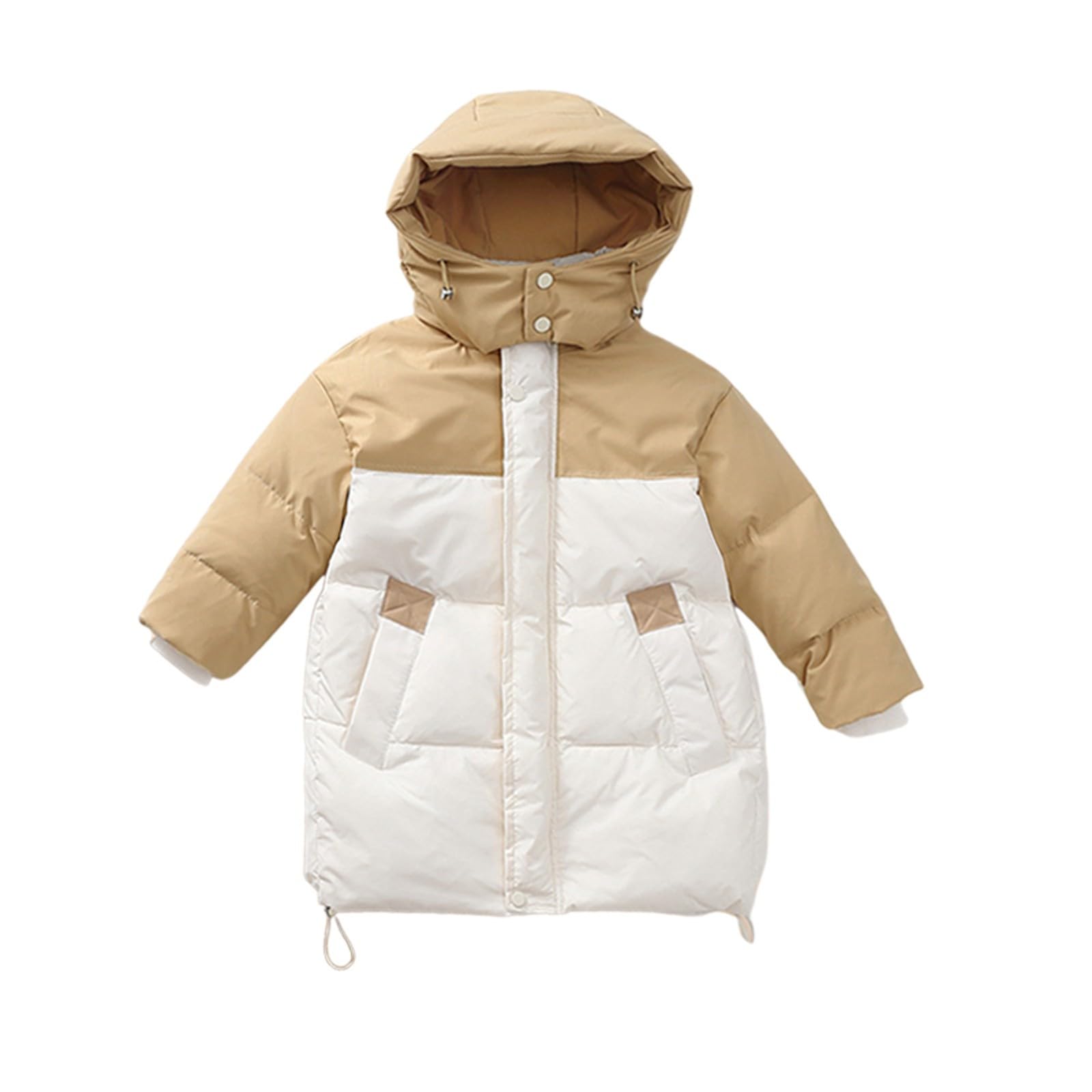 Generisch Giacca invernale per bambini, giacca invernale per bambini, giacca leggera, in tinta unita, con cappuccio, giacca a buffer, antivento, con cerniera, cappotto 120-160