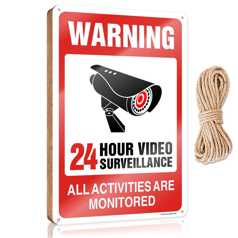FZFN Bathroom Wall Wood Sign Video Surveillance Signs, No Trespassing Violators Will Be Prosecuted Wooden Sign Outdoor Signs And Decor Bathroom Signs For Home(15X28CM)