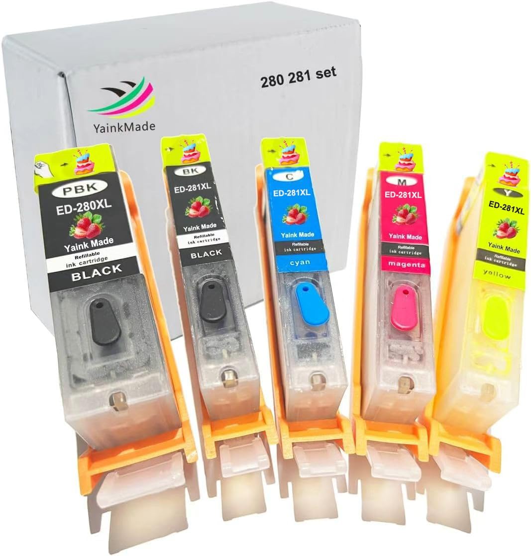 Refillable PGI-280XL CLI-281XL 280XXL 281XXL Ink Cartridges for Printer TS702 TS702a Compatible for PIXMA TS6120 TS6220 TR7520 TR8520 TS8120 TS8220 TS9120 TS9520 TS9521C