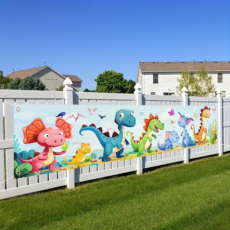 Blissyard Dinosaur Themed Party Banner Dinosaur Backdrop Colorful Cartoon Dino Design For Kids' Birthday Decorations Dino Birthday Decorations Outdoor