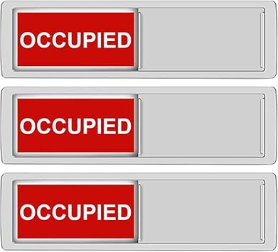 3 Pack Vacant Occupied Door Sign, Privacy Indicator Slider for Bathroom, Restroom, Office, School or Meeting Room, Magnetic Easy Install Door Signs with Clear In Use Available Display Silver, 3