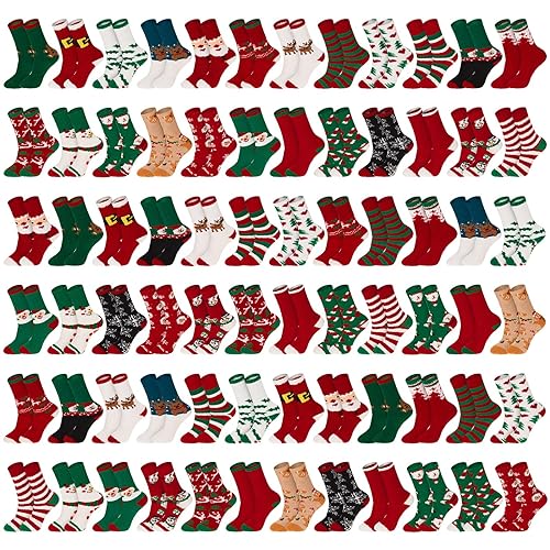 Image of Hercicy Bulk Christmas Fuzzy Socks for Women Men, Fluffy Winter Warm Crew Socks
