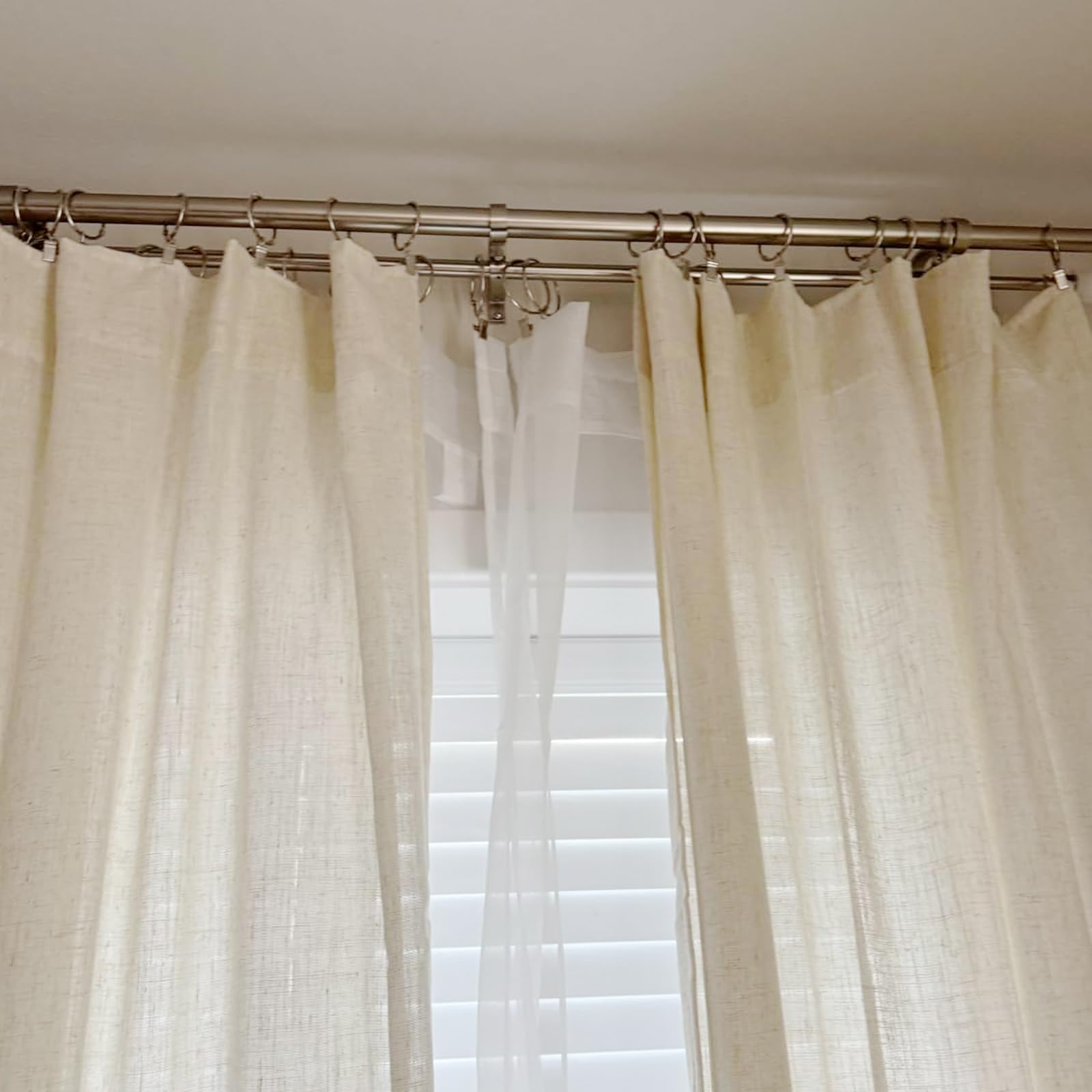 Lot de 80 anneaux de rideaux argentés de 3,8 cm avec clips, anneaux de tringle à rideaux ouverts en métal avec crochets, crochets antirouille pour chambre à coucher, salon, salle de bain