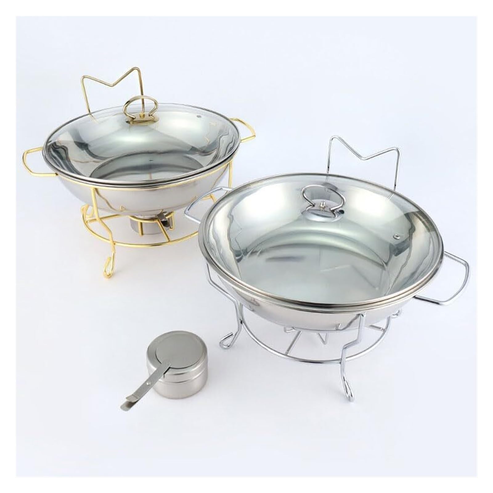 Platos de frotamiento con gancho lateral redondo for buffet estufa buffet | Juego de buffet de plato de frotamiento de acero inoxidable for cualquier fiesta, restaurante, hotel(6L)