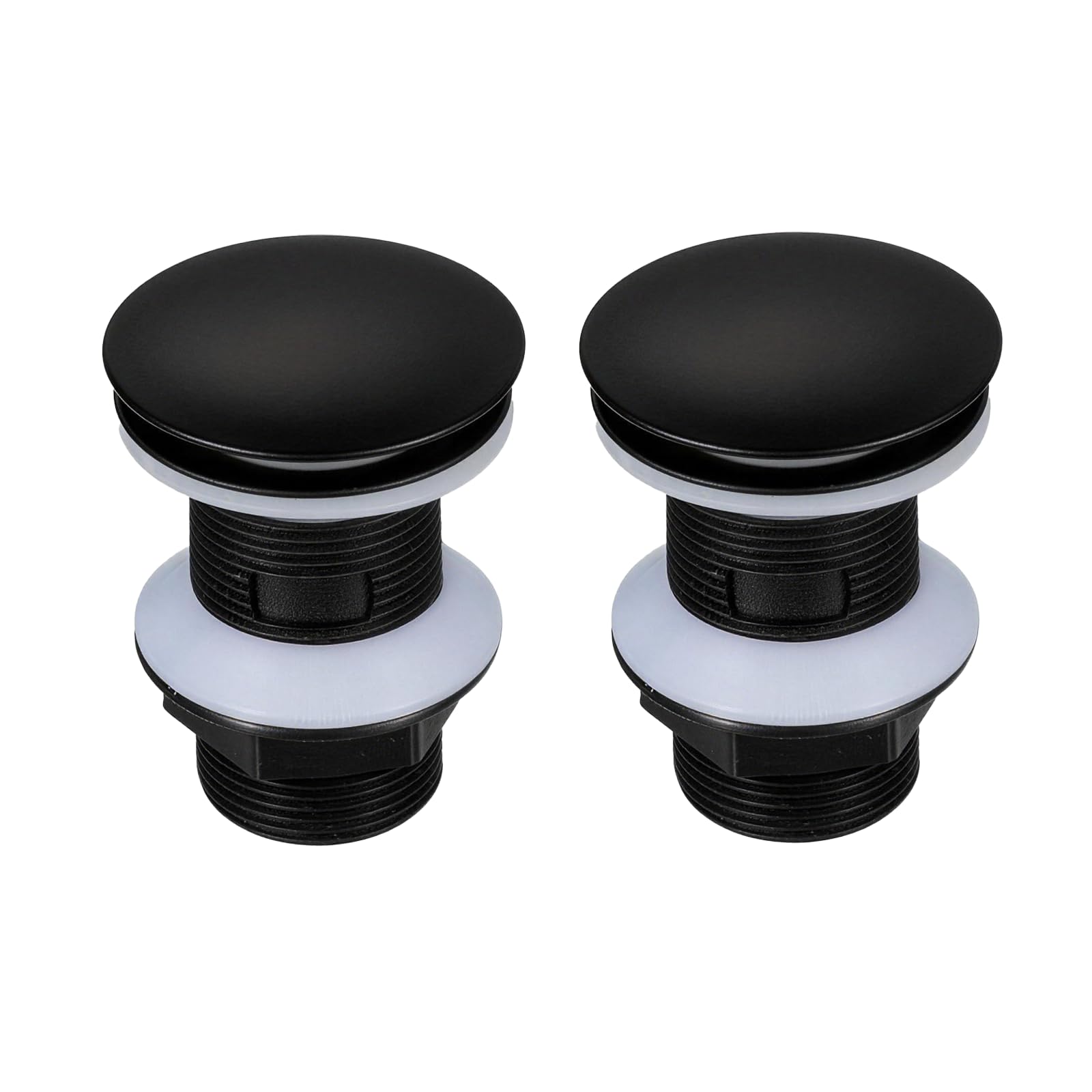 Desagüe Universal para Lavabo Sin Rebosadero, Válvula Clic Clac, Alta Impermeabilidad, Instalación Rápida, 2 Piezas, Negro Mate