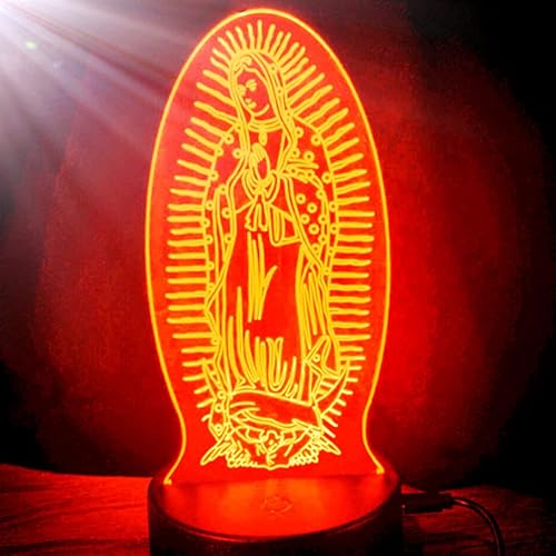 Luz nocturna 3D Virgen María con interruptor táctil LED, lámpara de ilusión óptica, 7 luces que cambian de color, lámpara de mesa LED, Navidad, disponible en Yaxa El Salvador