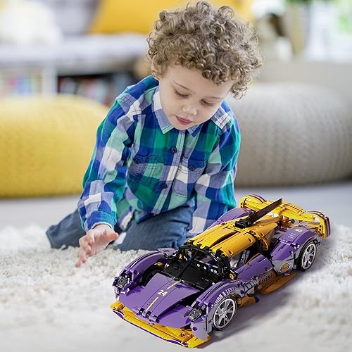 Miniatura 8 de RiceBlock Juego de construcción de autos deportivos a escala 110, modelos de coches de carreras, tecnología coleccionable, kits de construcción de