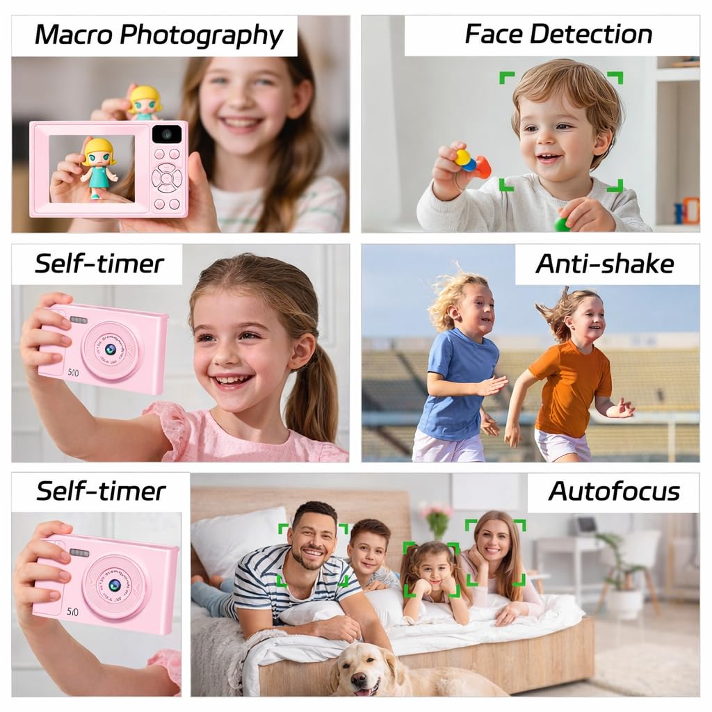 Cámara Digital 1080P 48MP Cámara de Fotos, Cámara Compacta Portátil con Pantalla LCD de 2,4", Tarjeta SD de 32 GB, Regalo para Niños, Adolescentes, Estudiantes, Principiantes