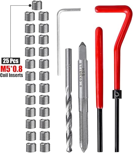 Miniatura 2 de Wolfride 30PCS M5 Kit de reparación de rosca M5 x 0.031 in Helicoil Inserción Herramienta Kit de restauración de hilo