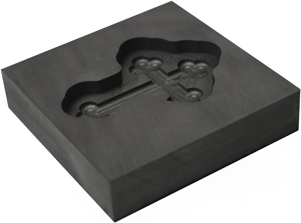 Small - Botonee Cross 3D Graphite Ingot Mold for Precious Metal Casting Gold Silver Copper Melting