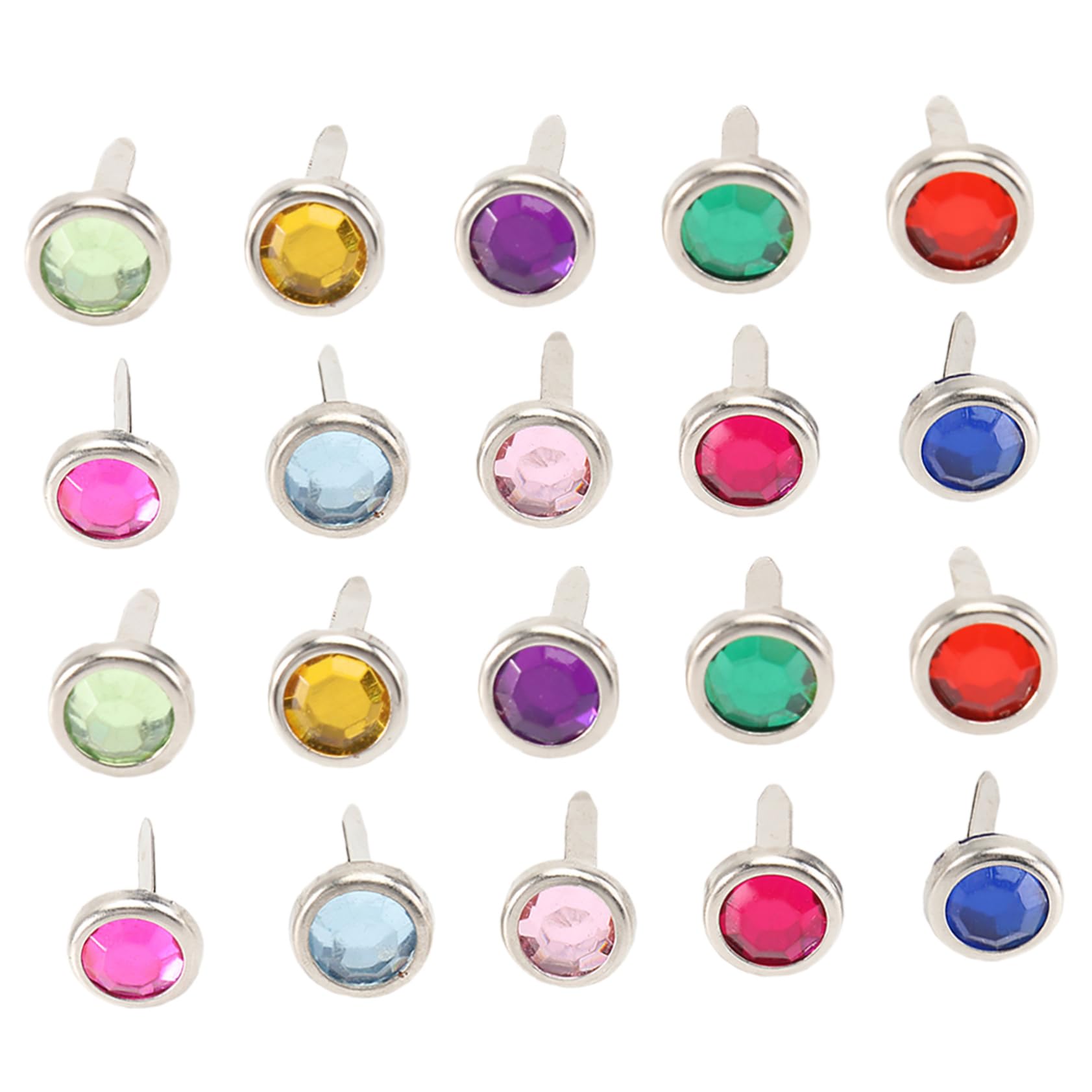 KALLORY Scrapbooking Brads Craft Brads Acrylic Mini Metal Round Paper Fasteners Easy to Use 100pcs (8x15mm Assorted Colors) Random Color