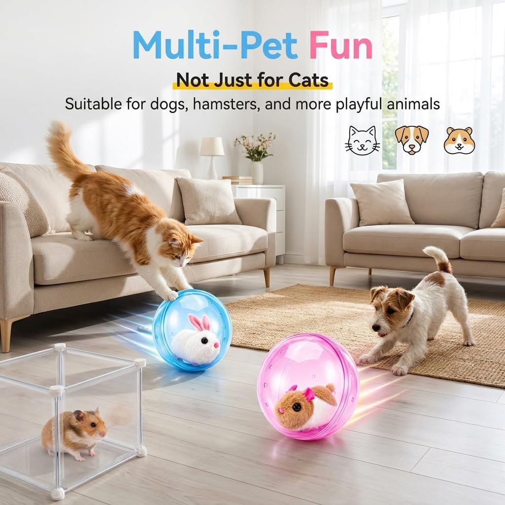 Selbstrollender interaktiver Katzenball, automatisch, 2 Stück