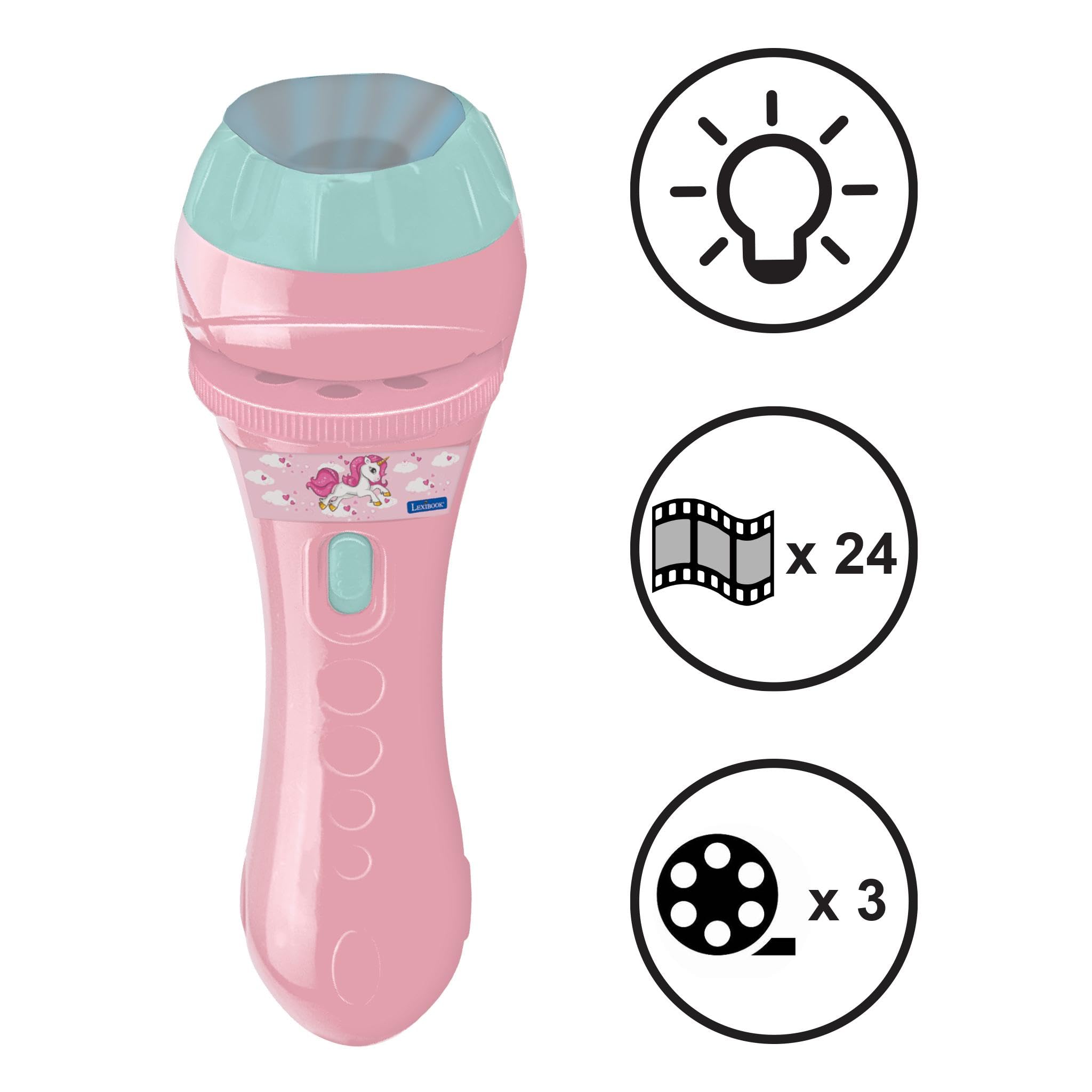 LEXIBOOK - Unicorn - Stories projector, torch light and projector with 3 discs, 24 images, create your own stories, LTC050UNILXB - Image 2