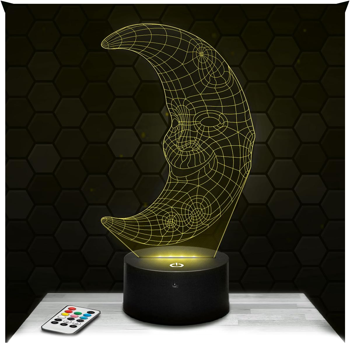 Lampephoto.fr - Moon 3D Lamp Night Light 3D LED Illusion, Christmas, Gift idea Birthday boy and Girl Night Light Child or Adult Bedroom lamp, Gifts Merchandising