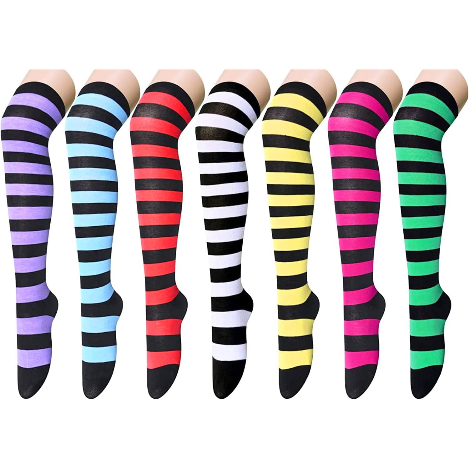 Zmart Women's Striped Thigh High Socks - Long Over the Knee Socks for Teens and Women