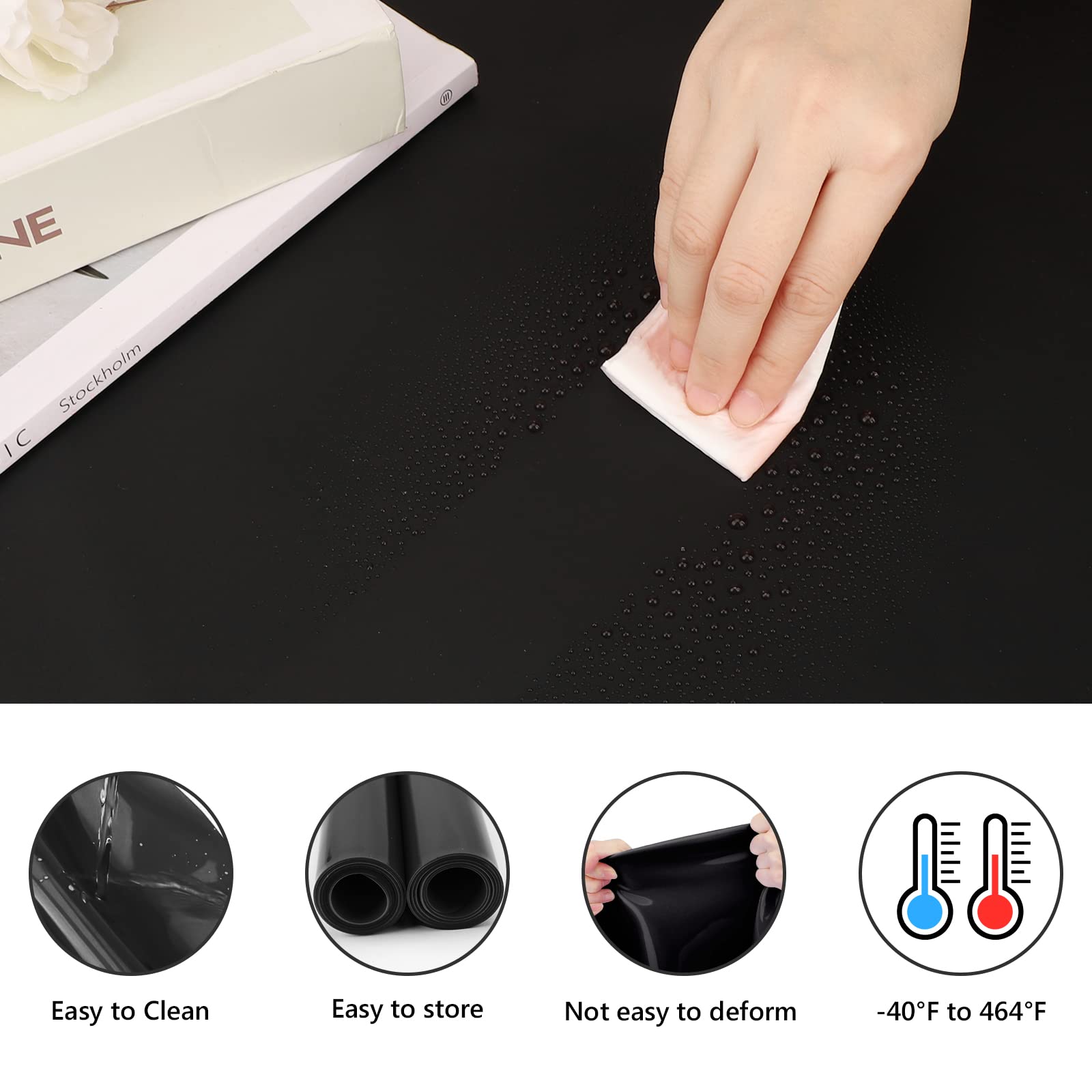 KitchenRaku Extra Large Silicone Mat For Kitchen Worktop Protector, Nonstick Heat Resistant Countertop Mat, Nonskid Placemat, Craft Mat, Table Mat (Grey, 1PCS;70x50cm