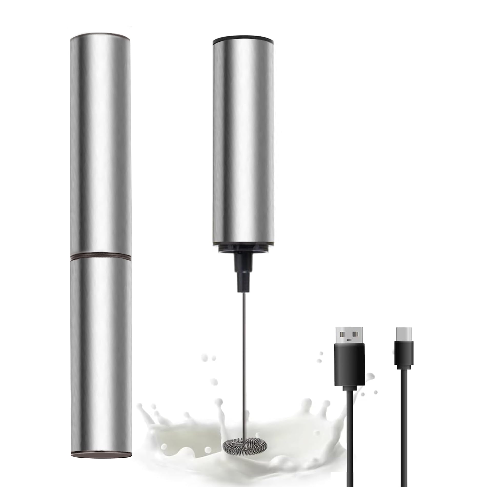 Montalatte portatile ricaricabile, potente montalatte portatile con creatore di schiuma di latte USB per caffè latte, cappuccino, moka, macchiato, frappe