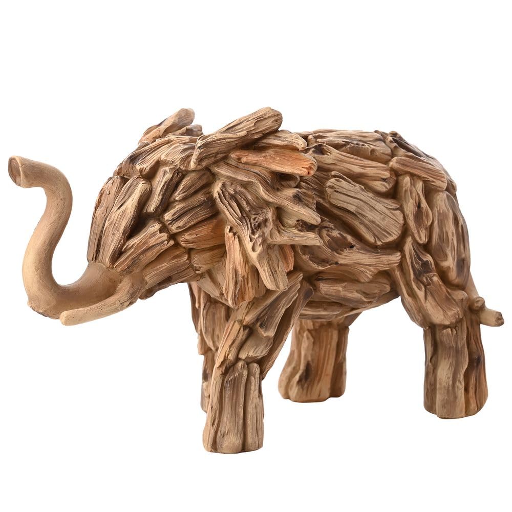 Widdop and Co., Naturecraft, Driftwood Collection, Wood Effect Standing Elephant Statue/Figurine/Decorative Ornament - Image 2