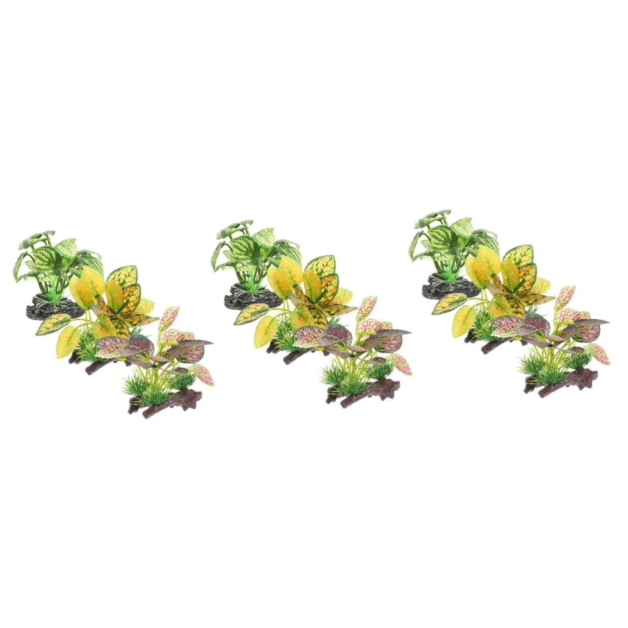 OUNONA 3 Set Ornamenti Di Piante Acquatiche Simulate Piante Da Terrario Arredamento Pianta Contenitori Piante Finte Per Acquario Accessori Per Acquari Resina 3 Pezzi * 3