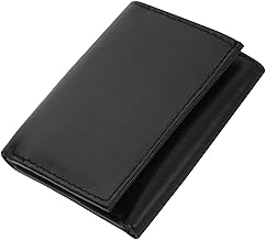 RAS Mens RFID Blocking Compact Genuine Leather Small Trifold Wallet 185 Black
