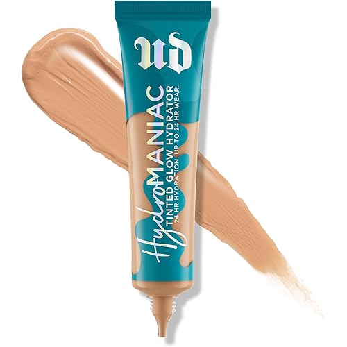 Urban Decay Hydromaniac Dewy Foundation, Hydrating Tinted Moisturizer for Dry Skin, Buildable Medium Coverage, with Kombucha Filtrate & Marula Oil, Non-comedogenic, Vegan, Cruelty-free - 1.1 fl oz