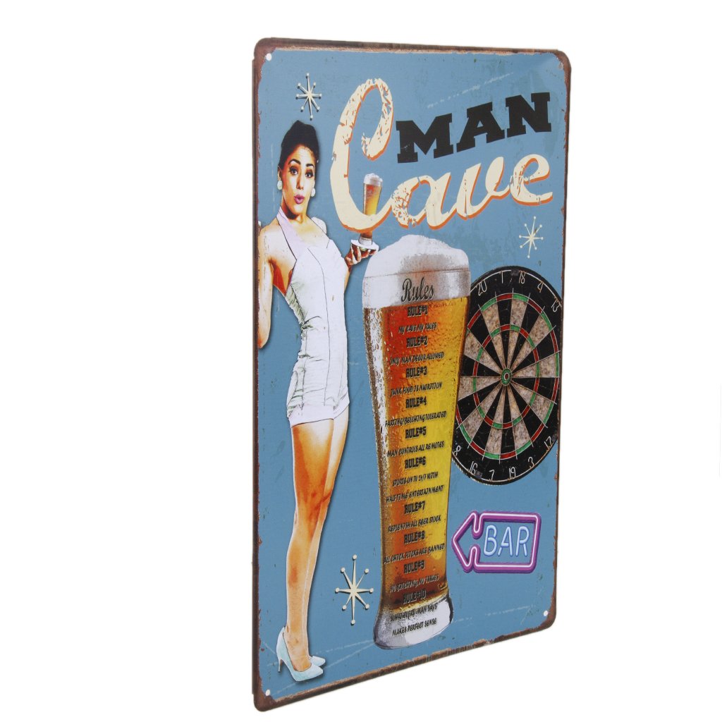 Plaque publicitaire - Welcome Bar - Pin-up - Métal - Vintage - 30x20 cm - Maison