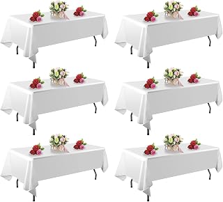 FINDYOU 6 Pack White Table Cloth Rectangle Table 60 x 84 Inch Tablecloths for 6 Foot Rectangle Tables. Stain and Winkle Resistant Polyester Washable WhiteTable Cloths for Parties Wedding Dining - Amazon product rated Grade A