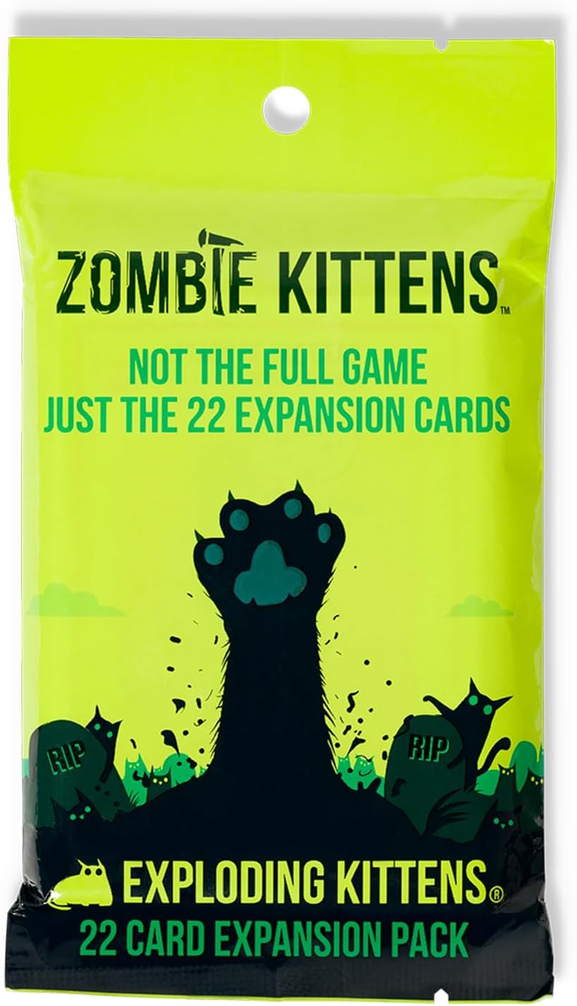 Exploding Kittens Zombie Kittens Expansion Pack 2-5 Players - Ages 7+ - 15 Minutes to Play - Original Game Required - Party Game, Family Game Night, Kid and Adult Card Game