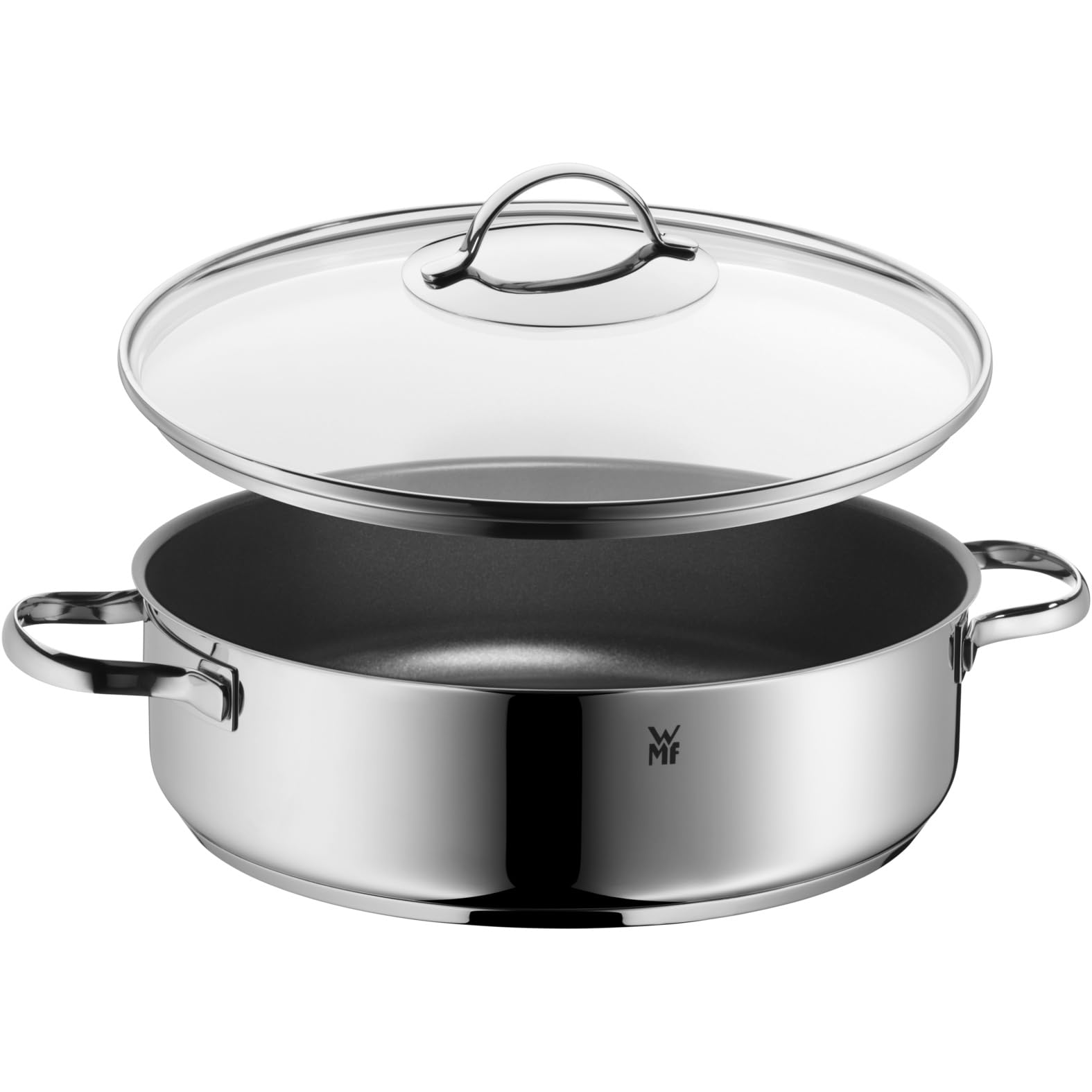 WMF Schmorpfanne 28 cm hoher Rand, Schmortopf mit Deckel 5l, Bräter Induktion, backofenfest, Antihaftbeschichtung, für alle Herdarten geeignet, tropffrei, Cromargan Edelstahl beschichtet
