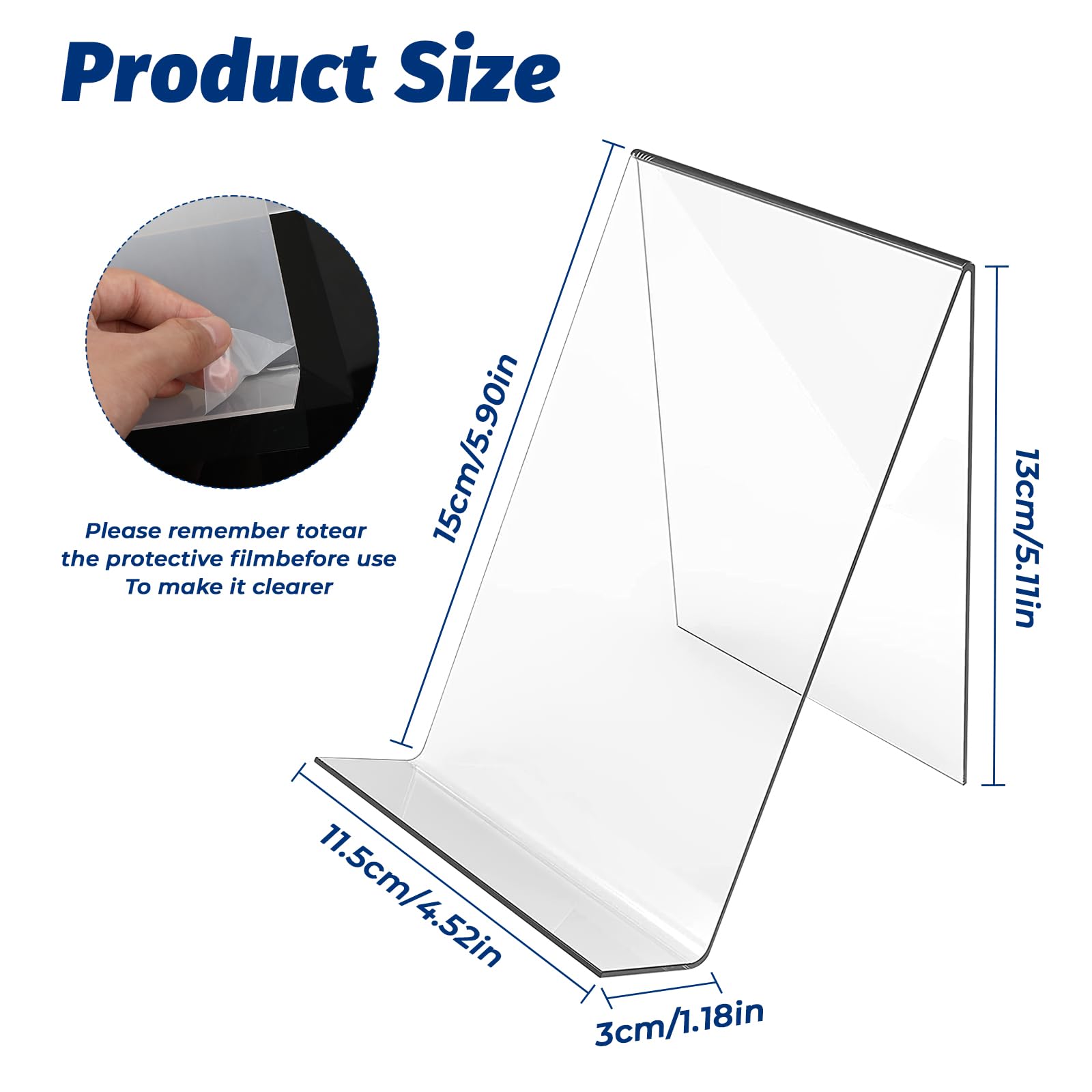 Fermalibri In Acrilico Trasparente - 6 Pezzi, 13x10x10 Cm, Con Cuscinetti Antiscivolo