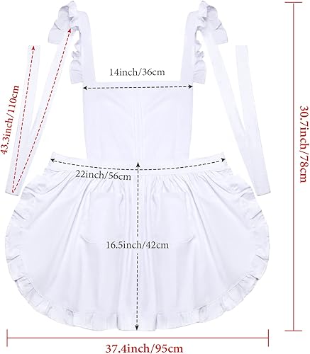 Miniatura 3 de Delantal retro blanco con lazo y diadema de muslo alto para mujeres y niñas, disfraz de Halloween