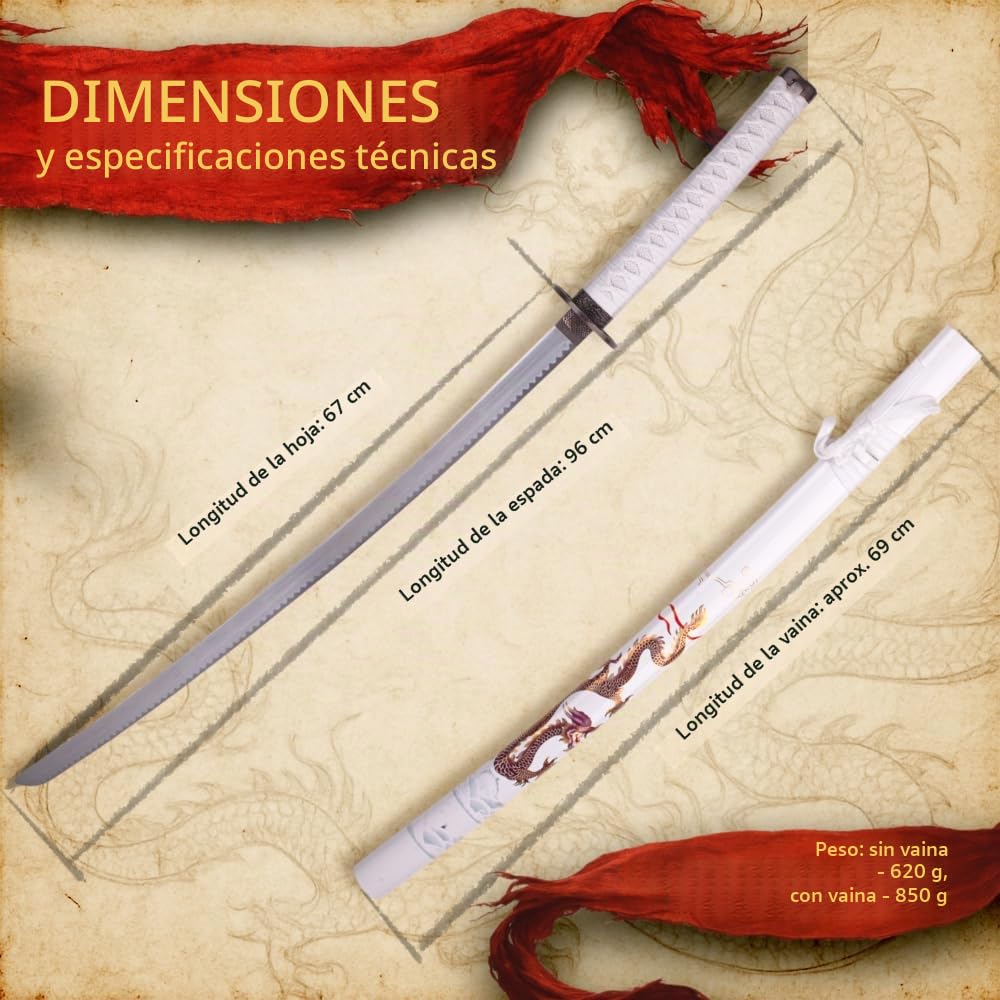 57 SPECIAL REPLICAS Accesorio - Blanco japonés con la Vaina y Soporte de 103 cm 4KM100-405WH