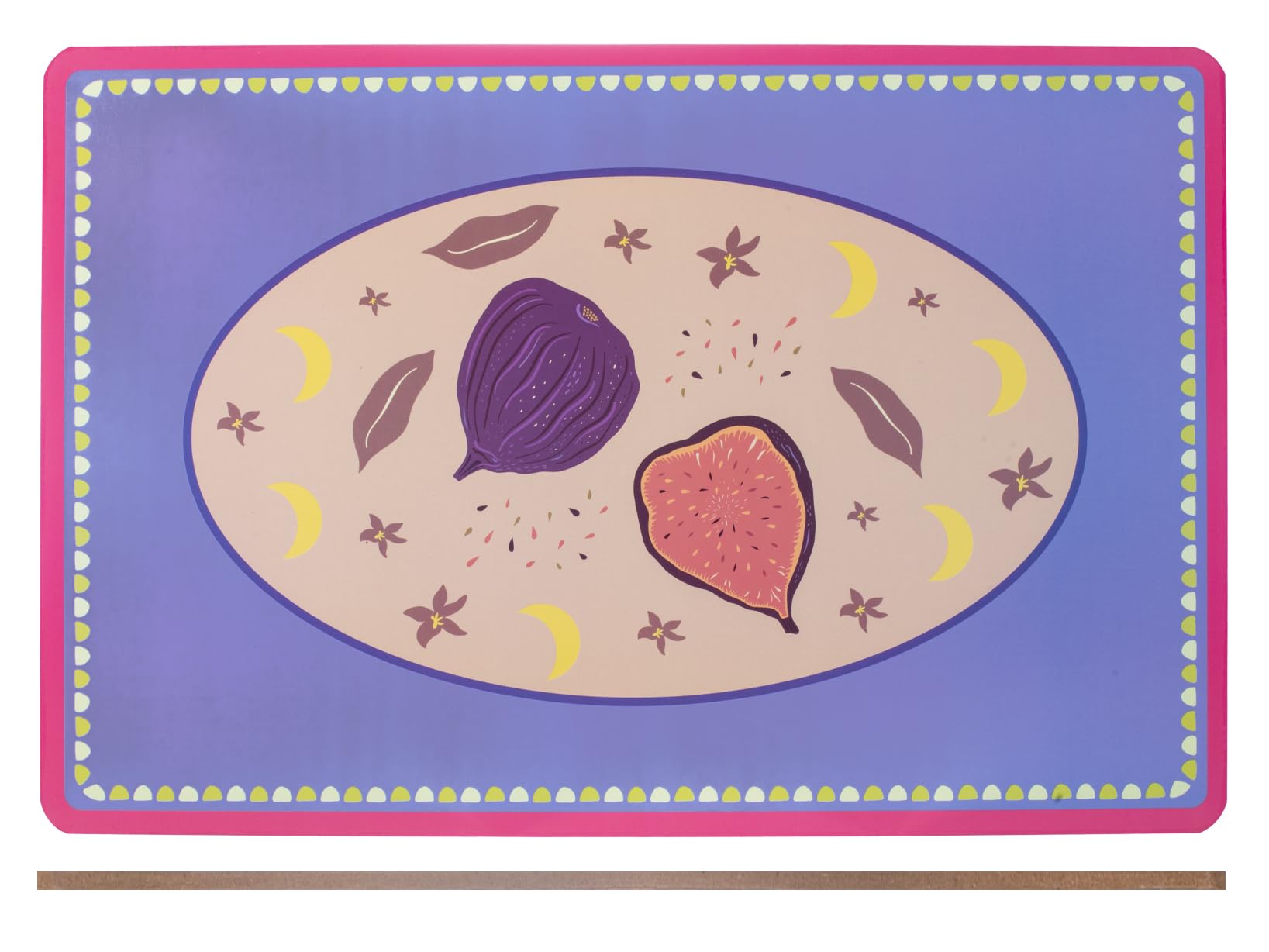 H&H Set of 2 Cork Placemats Fruit Decoration 43 x 28 cm - Natural, Durable and Non-Slip, Ideal for Table, Kitchen and Daily Use