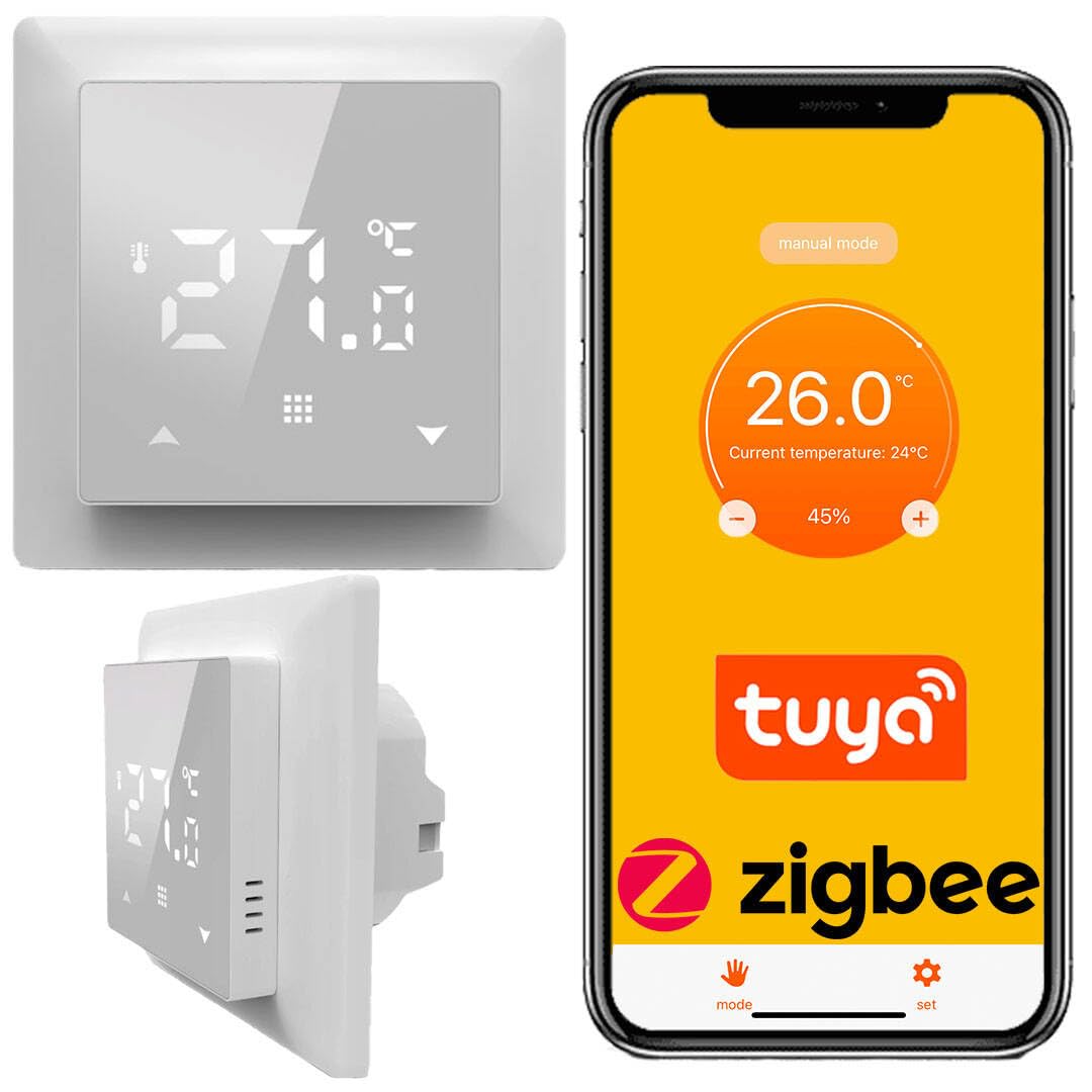 Sone Smart One ZigBee Thermostat Fußbodenheizung Weiß 16A Tuya | 230v unterputz, bodenfühler, gateway nötig, wochenprogramm, touchpanel
