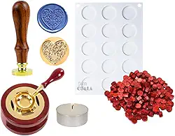 Kit de Sinetes e Selos de Cera para Lacres em Convites, Festas e Carimbos Elegantes (Coração arabesco)