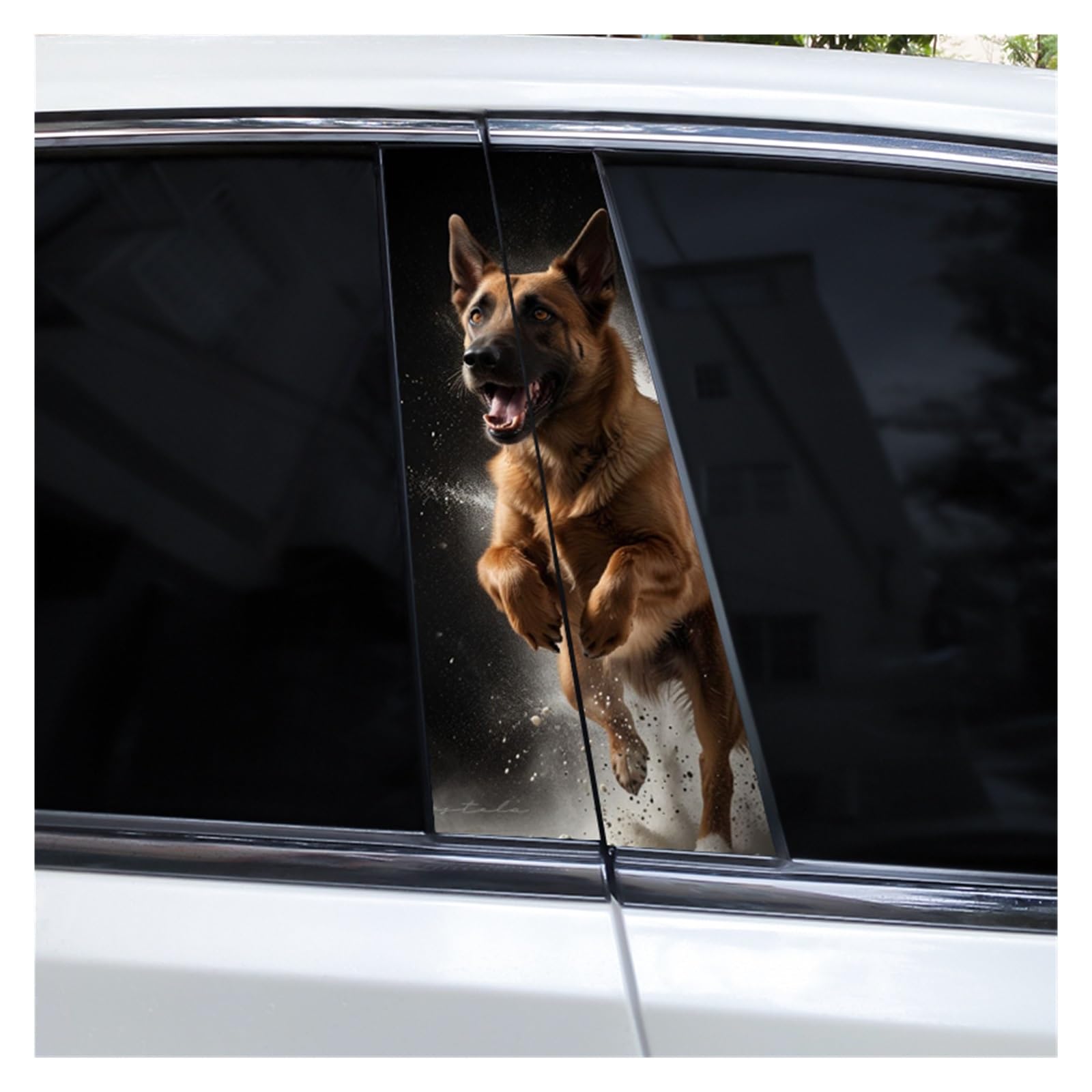 2-Pack Cartoon Dog Car B-Pillar Stickers, Waterproof Vinyl Decals for Vehicle Window Pillars, Universal Exterior Auto Decorations(C-Style-6)